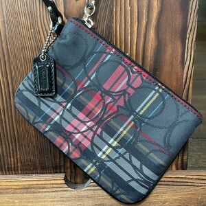 COACH EUC Signature “C” Tartan Wristlet